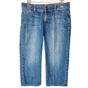 Gap Jeans Womens Medium Wash Double Button Flap Pocket Cropped Capris Size 6/28